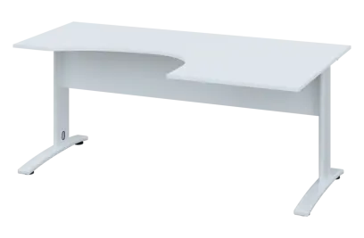 CEK 17 - 187 stůl kancelářský, rohový, pravý, kovová podnož bílá, deska 18 mm, široký 1800 mm, bílá